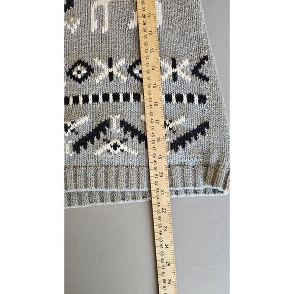 Timberlea Vintage Gray Knit Zip Sweater Reindeer Holiday Christmas Winter Sz L - Picture 8 of 9